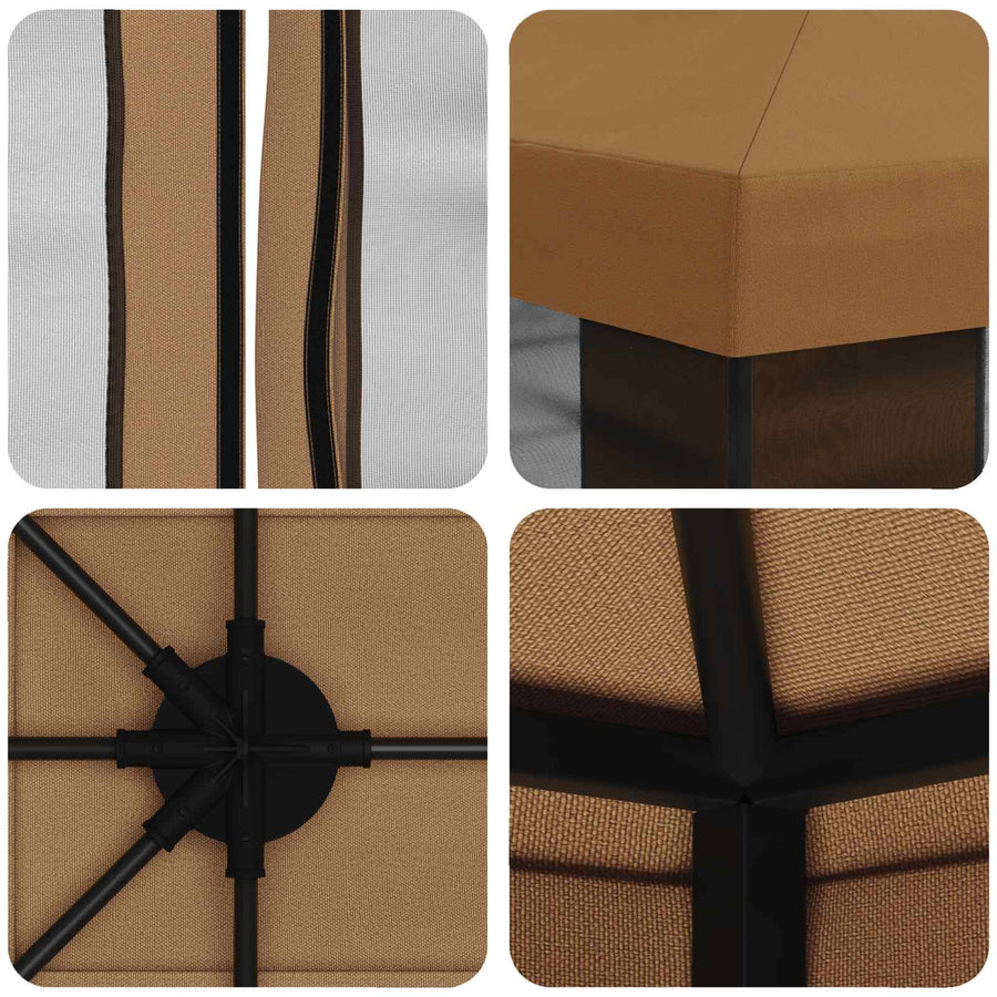 Tuin Gazebo met Zijwanden 4 × 3 m Beige Polyester en staal 190