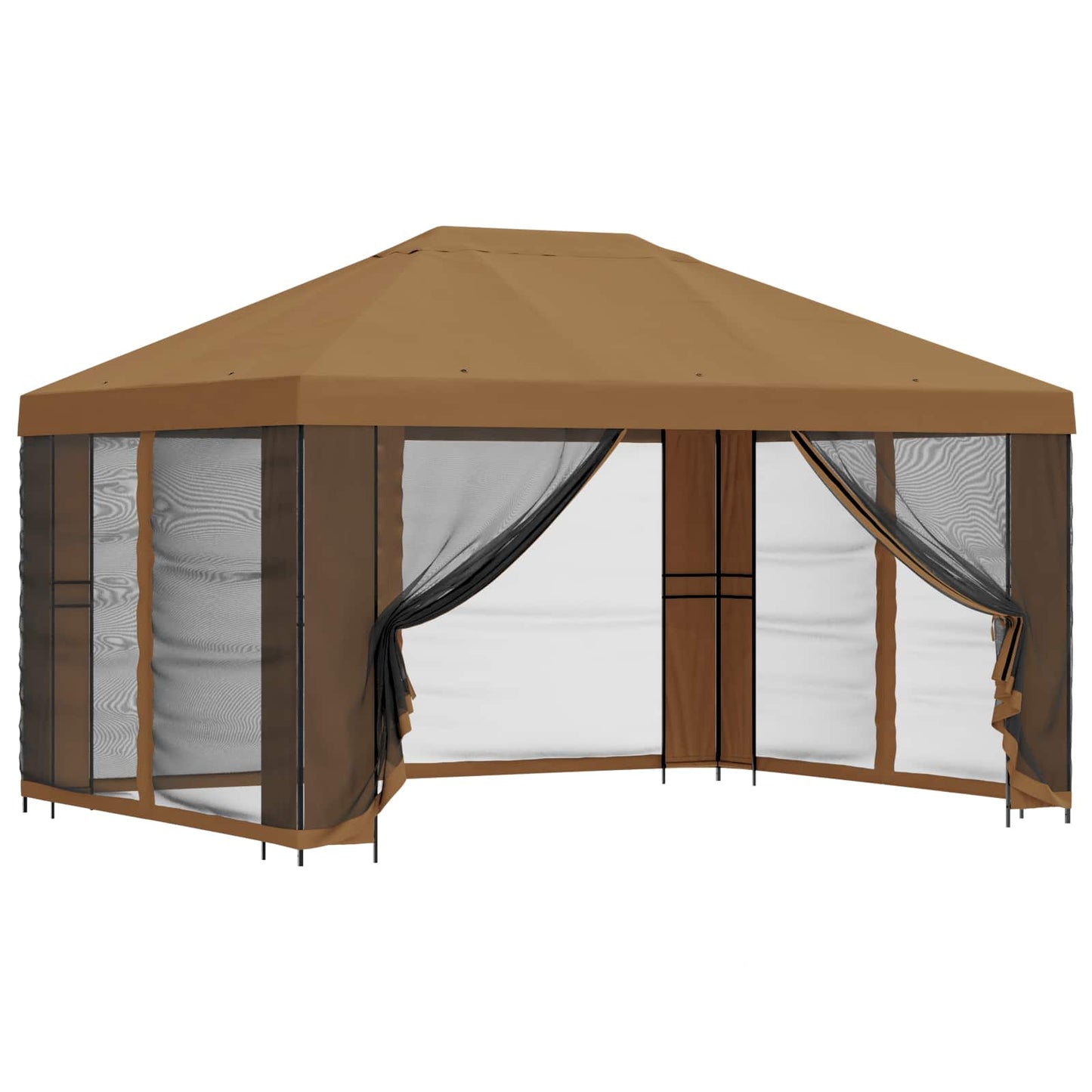 Tuin Gazebo met Zijwanden 4 × 3 m Beige Polyester en staal 190