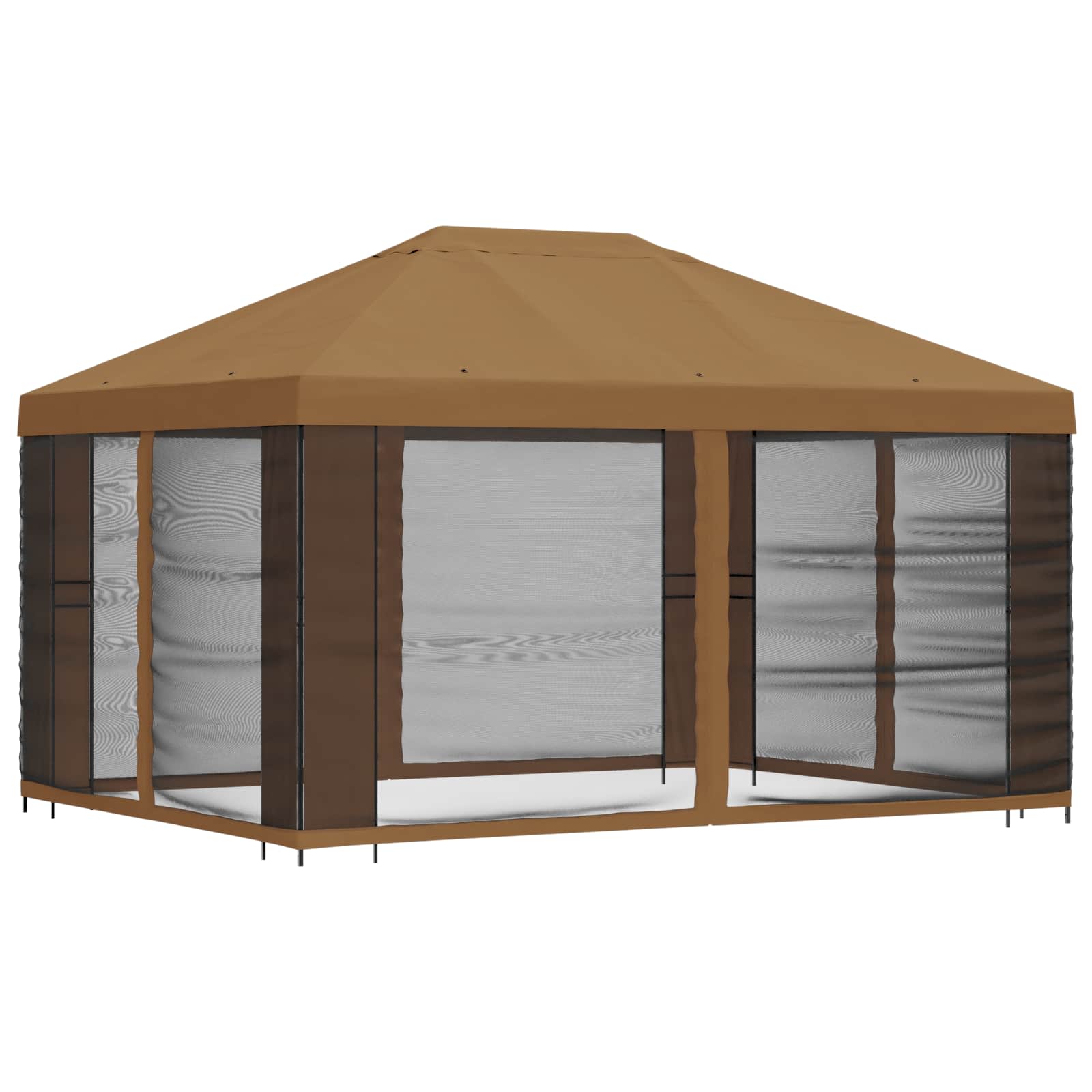 Tuin Gazebo met Zijwanden 4 × 3 m Beige Polyester en staal 190