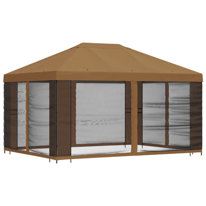 Tuin Gazebo met Zijwanden 4 × 3 m Beige Polyester en staal 190