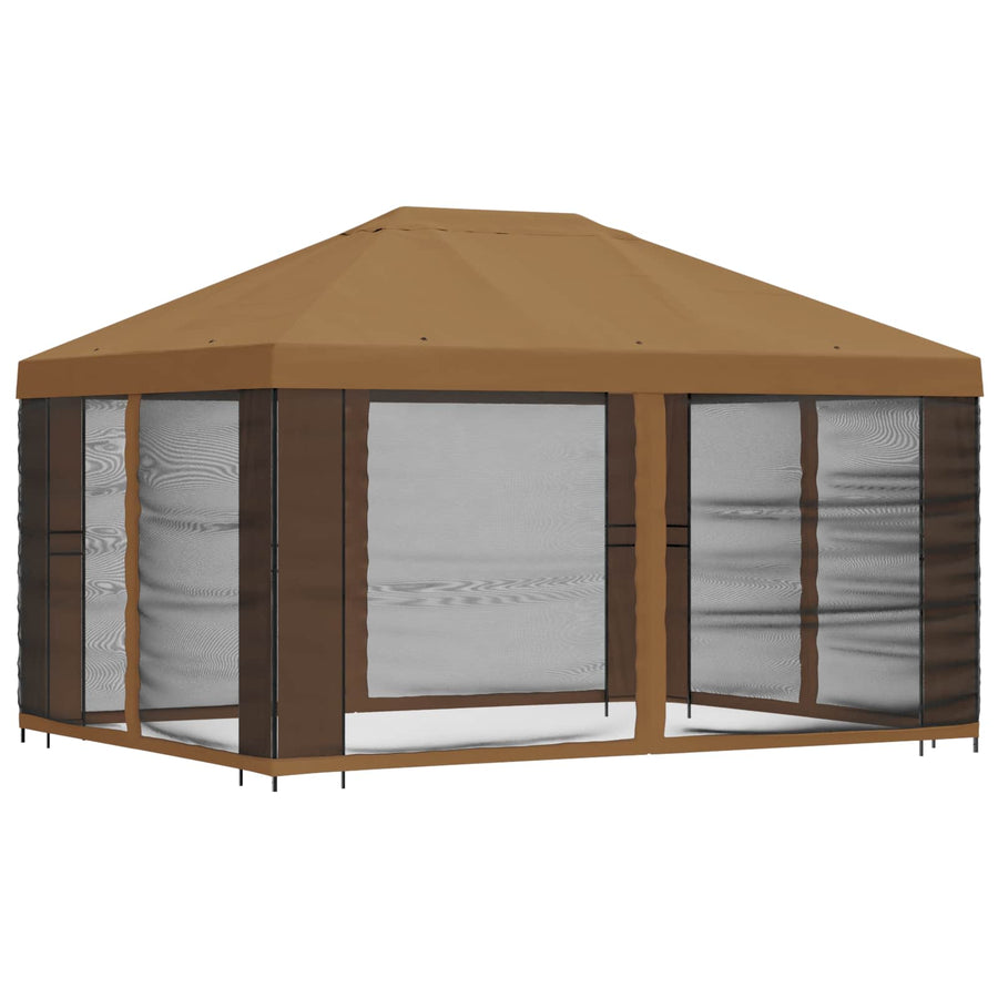 Tuin Gazebo met Zijwanden 4 × 3 m Beige Polyester en staal 190
