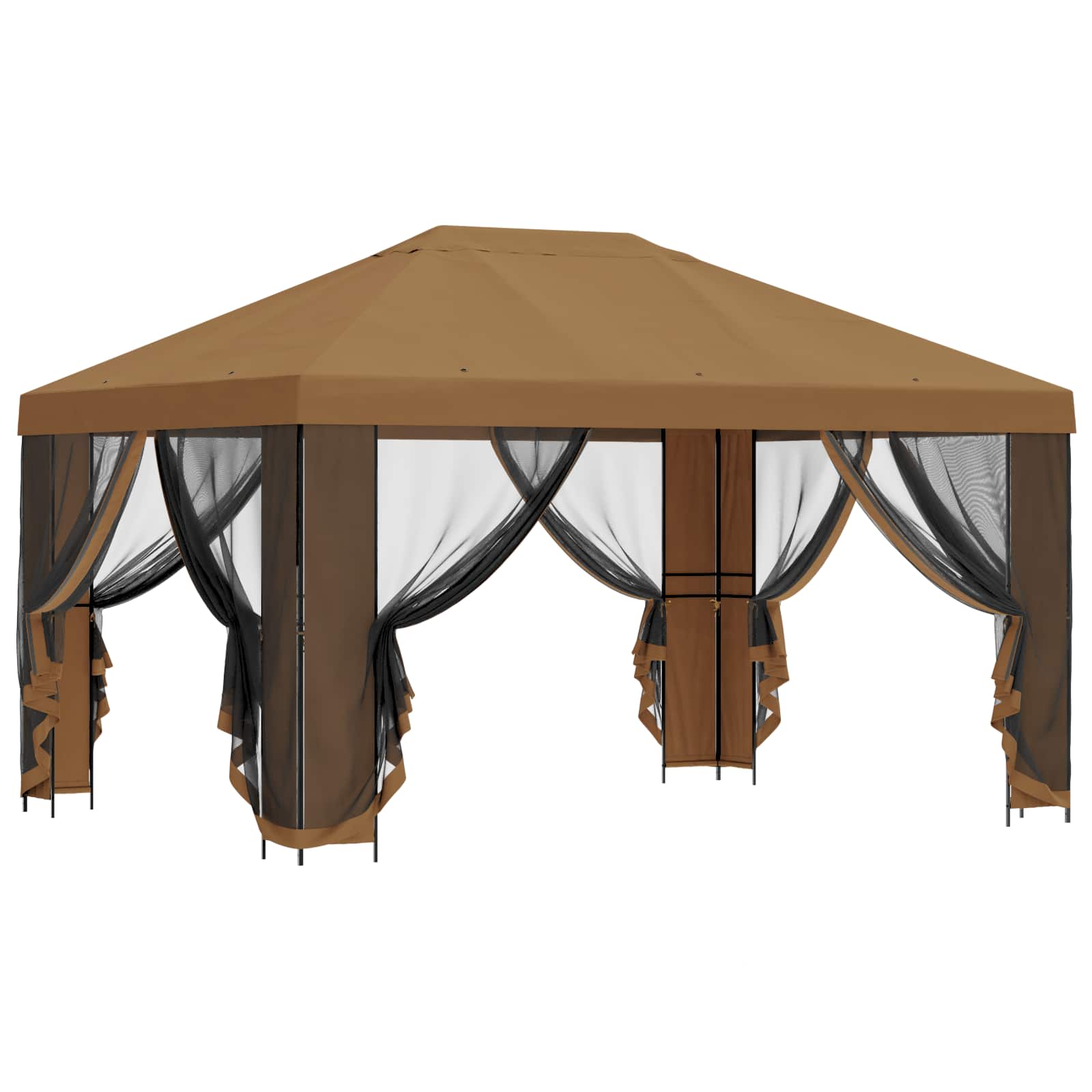 Tuin Gazebo met Zijwanden 4 × 3 m Beige Polyester en staal 190