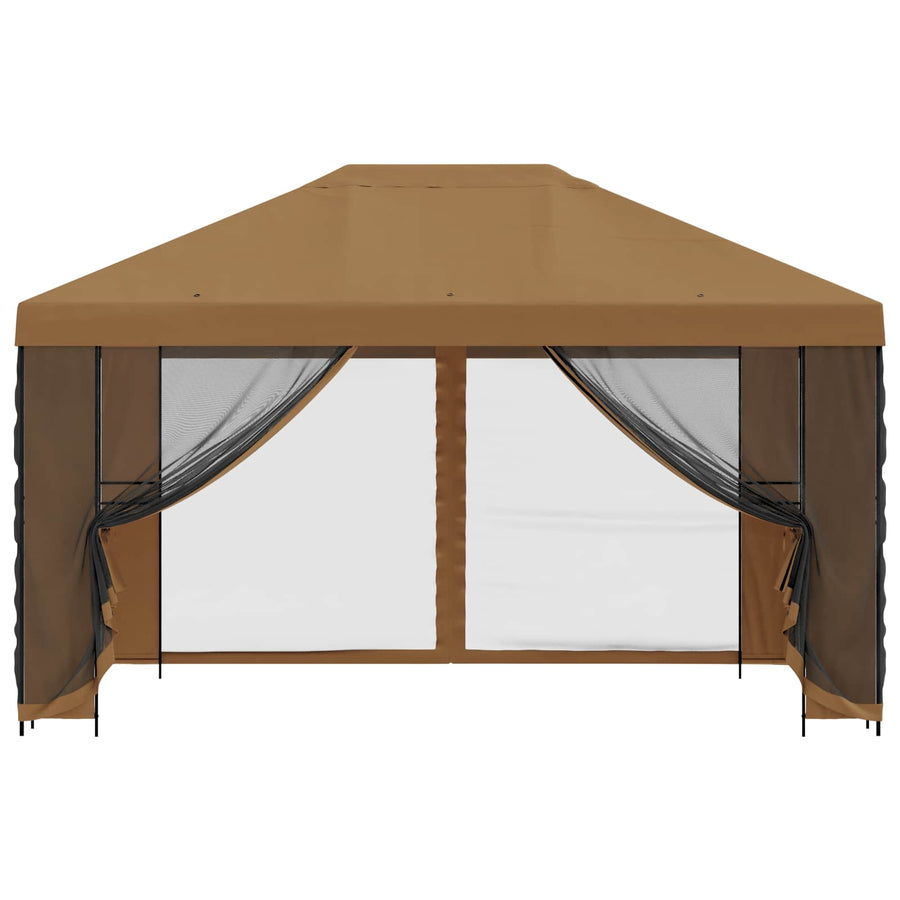 Tuin Gazebo met Zijwanden 4 × 3 m Beige Polyester en staal 190
