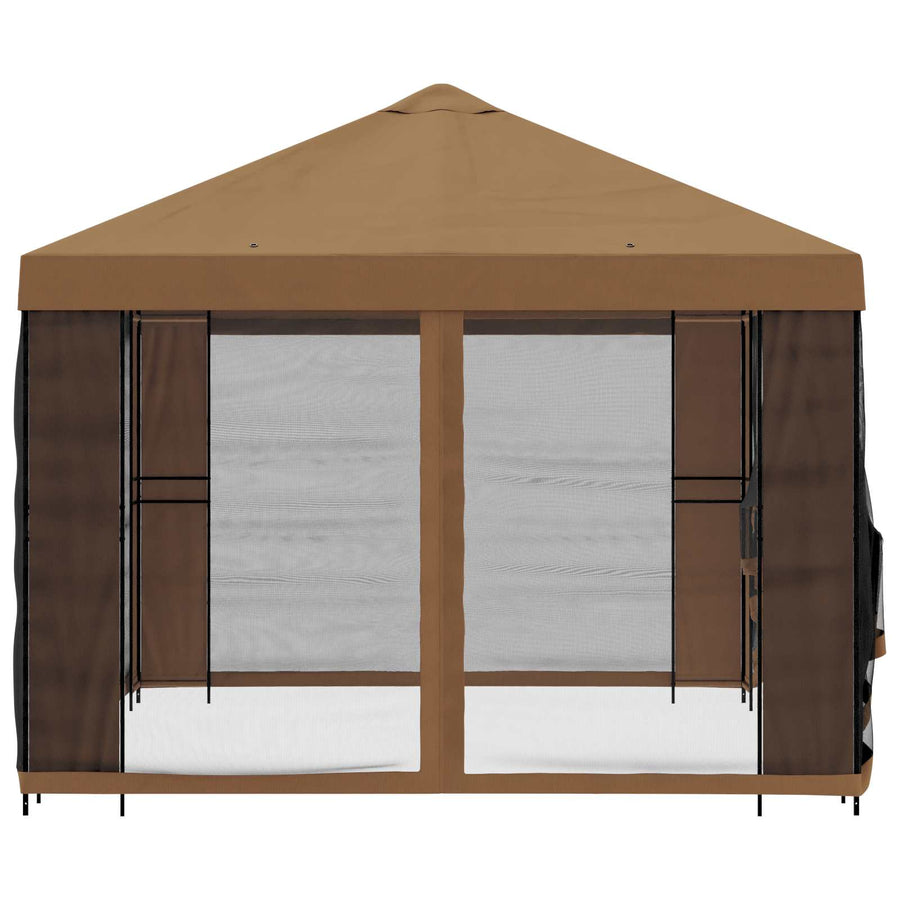 Tuin Gazebo met Zijwanden 4 × 3 m Beige Polyester en staal 190