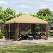 Gazebo 400x300 cm crèmekleurig met zijwanden