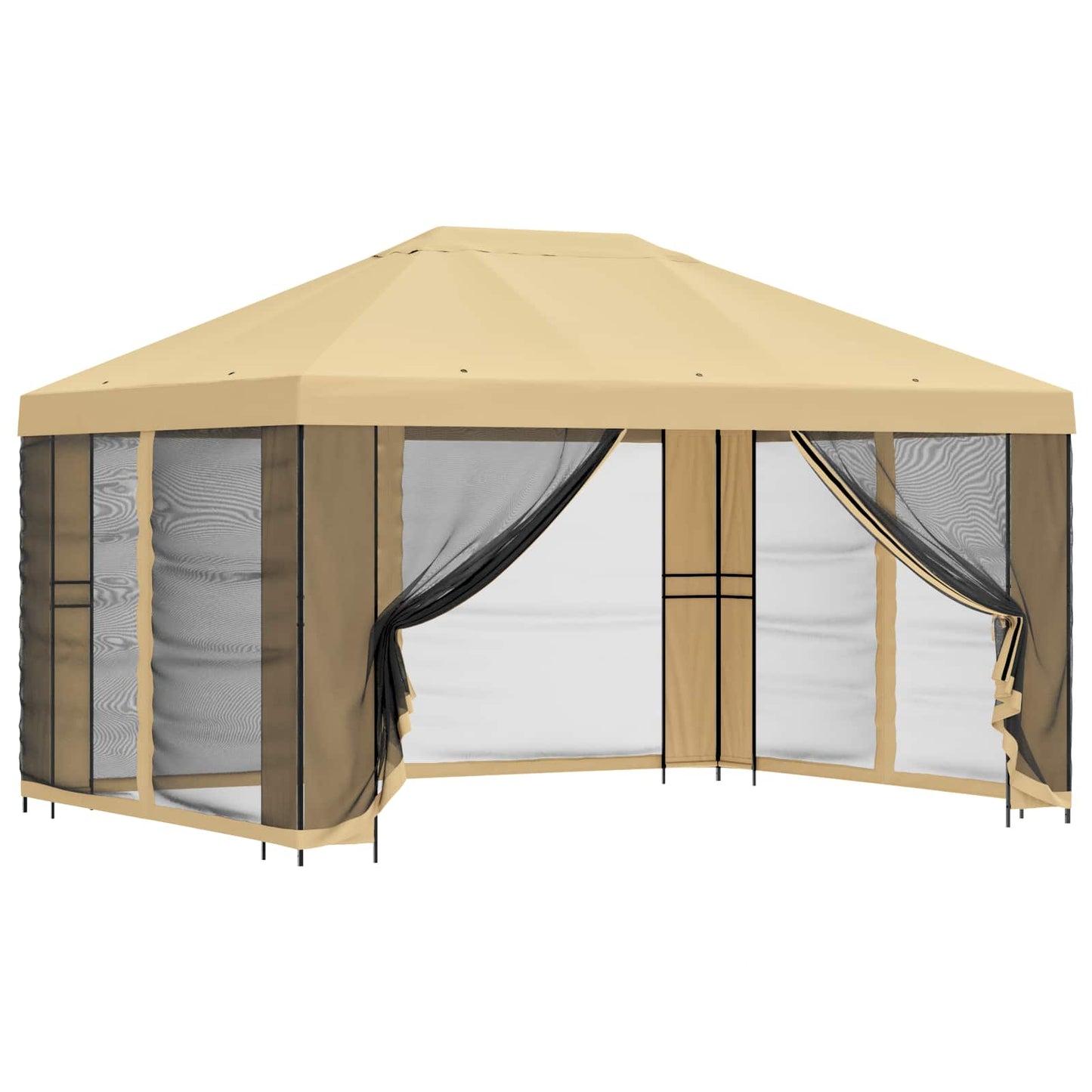 Tuin Gazebo met Zijwanden 4 × 3 m Crèmekleurig