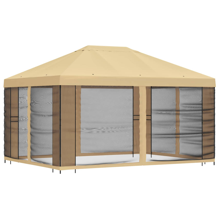 Tuin Gazebo met Zijwanden 4 × 3 m Crèmekleurig