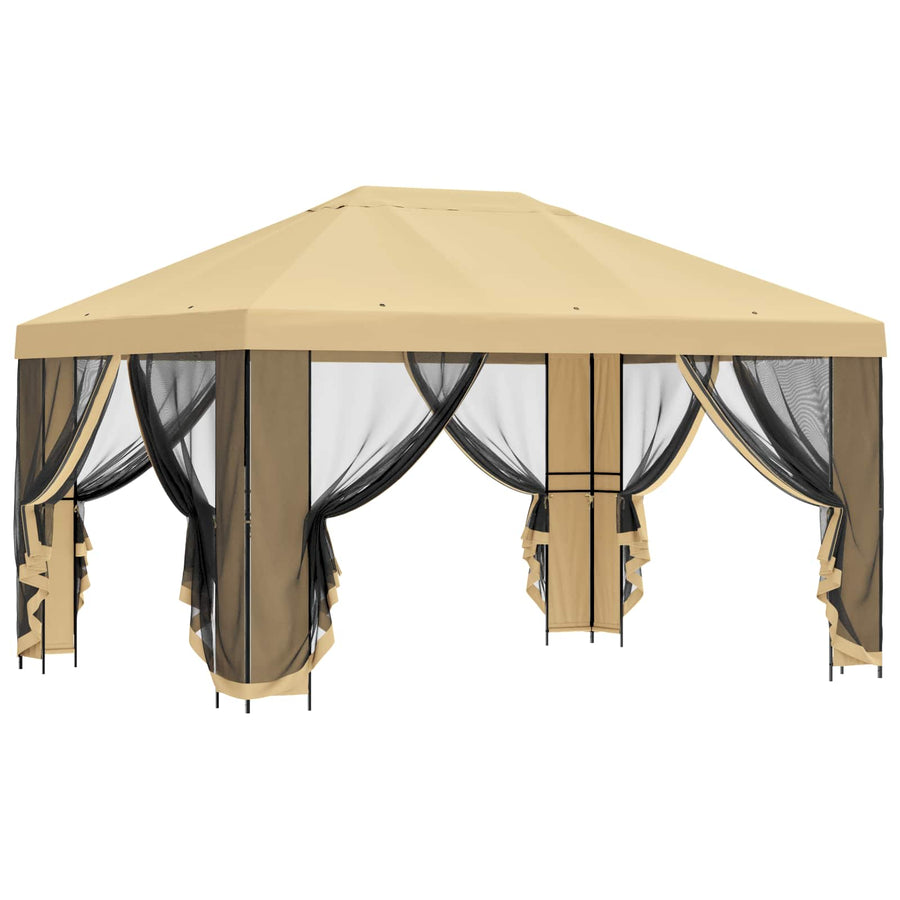 Tuin Gazebo met Zijwanden 4 × 3 m Crèmekleurig