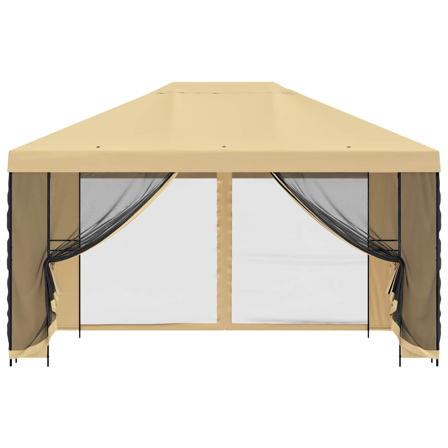 Tuin Gazebo met Zijwanden 4 × 3 m Crèmekleurig