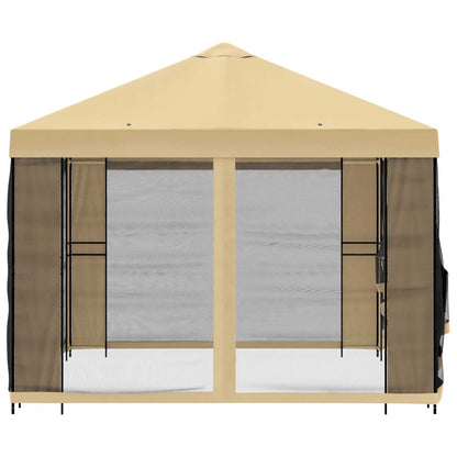 Tuin Gazebo met Zijwanden 4 × 3 m Crèmekleurig