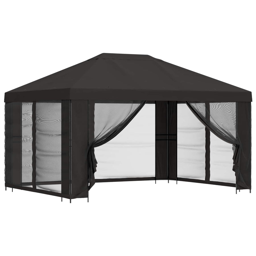Tuin Gazebo met Zijwanden 4 × 3 m Antracietkleurig
