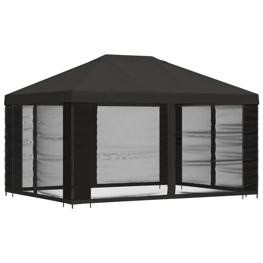 Tuin Gazebo met Zijwanden 4 × 3 m Antracietkleurig