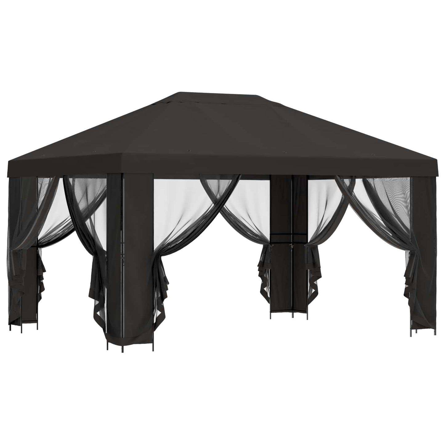 Tuin Gazebo met Zijwanden 4 × 3 m Antracietkleurig