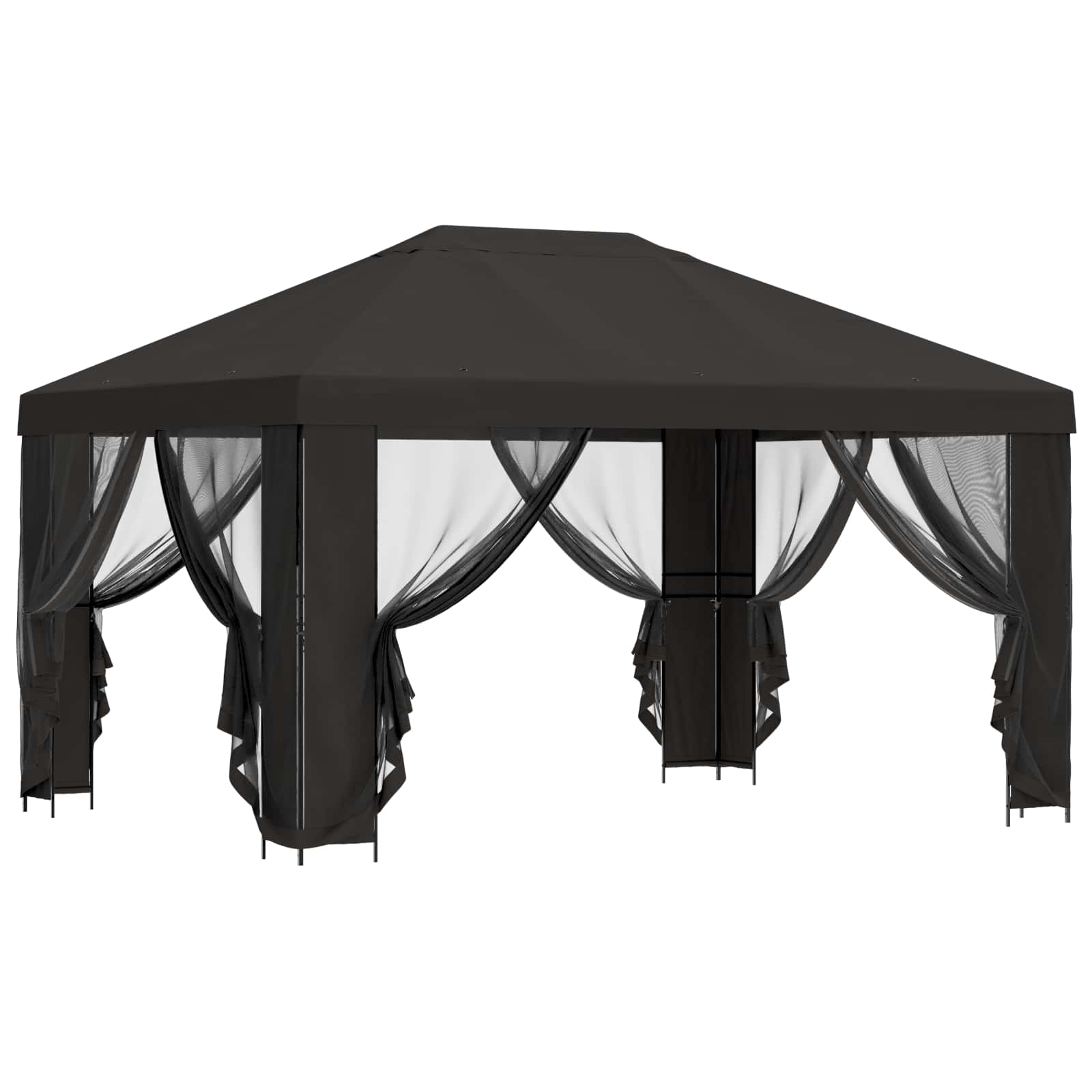 Tuin Gazebo met Zijwanden 4 × 3 m Antracietkleurig