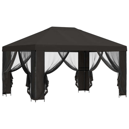 Tuin Gazebo met Zijwanden 4 × 3 m Antracietkleurig