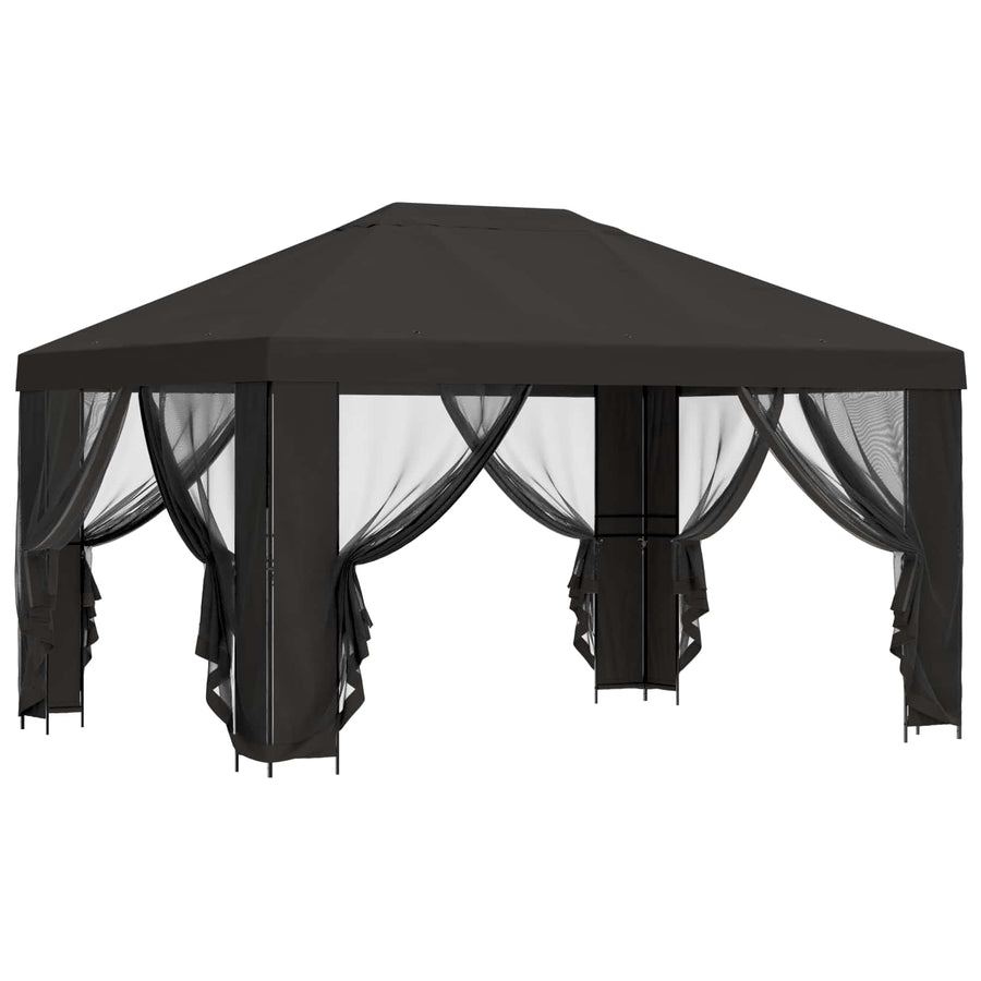 Tuin Gazebo met Zijwanden 4 × 3 m Antracietkleurig