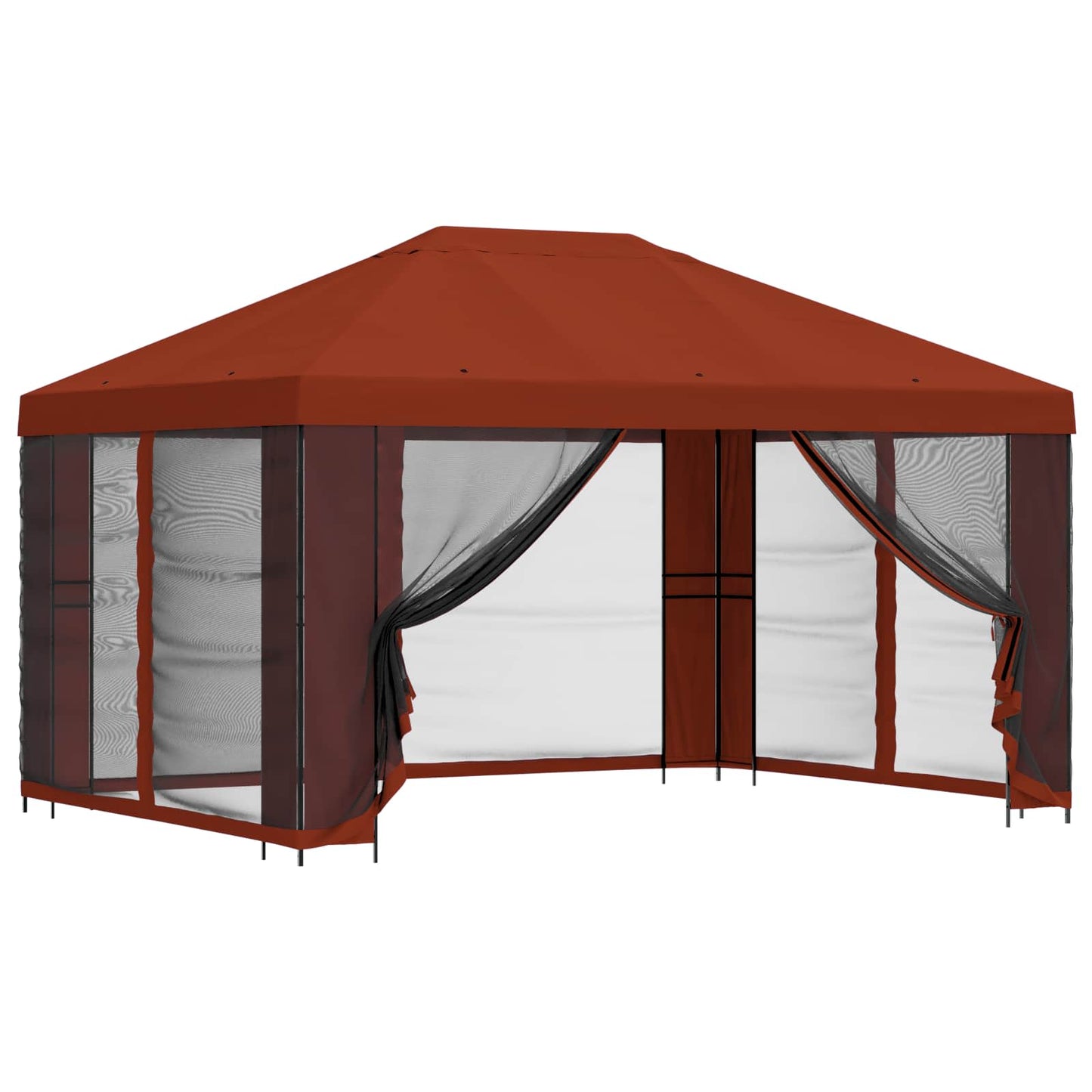 Paviljoen met zijwanden 4 × 3 m Terracotta Polyester en staal