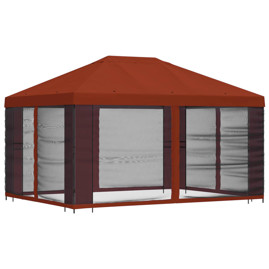 Paviljoen met zijwanden 4 × 3 m Terracotta Polyester en staal