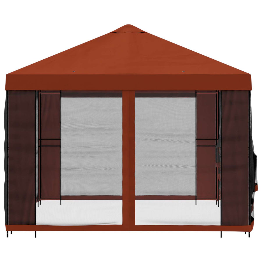 Paviljoen met zijwanden 4 × 3 m Terracotta Polyester en staal