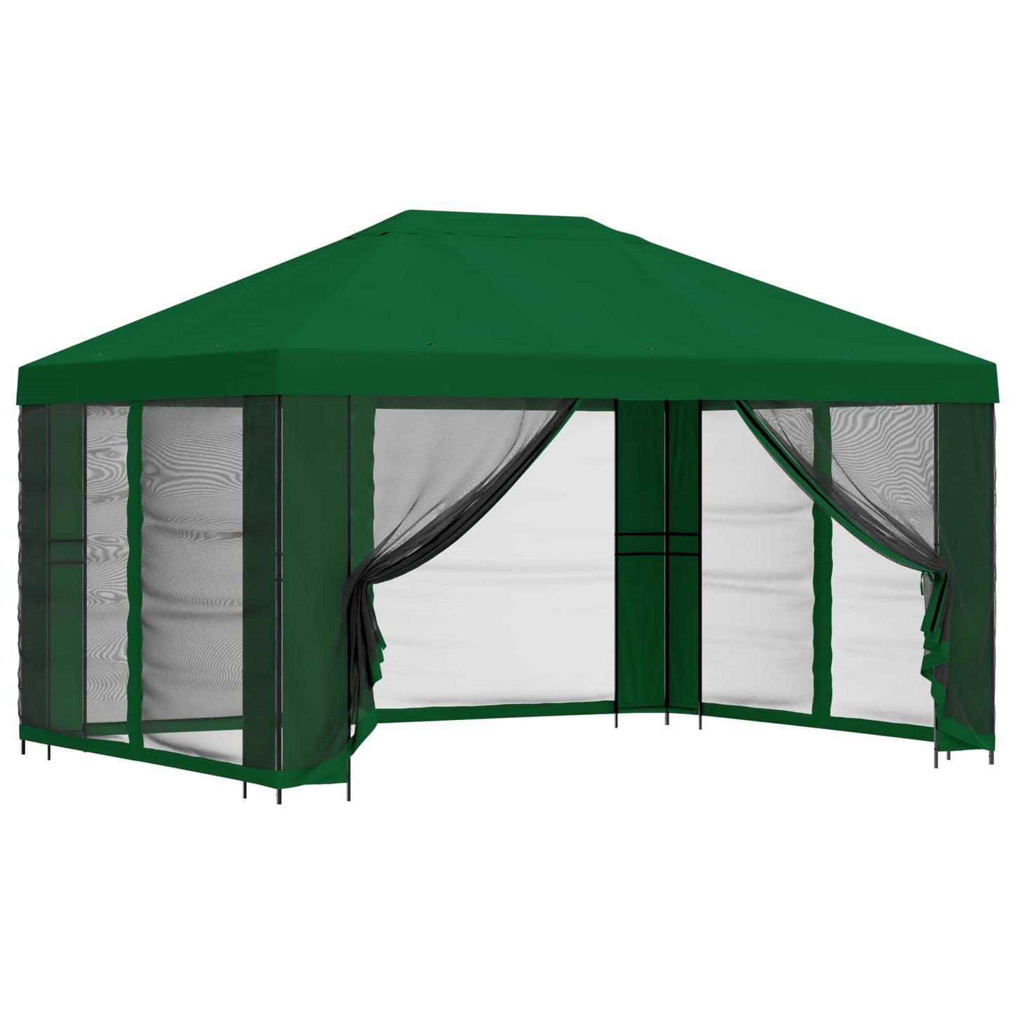Tuin Gazebo met Zijwanden 4 × 3 m Groen Polyester en staal 190