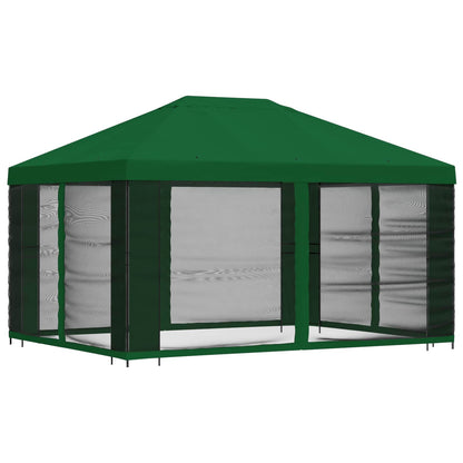 Tuin Gazebo met Zijwanden 4 × 3 m Groen Polyester en staal 190