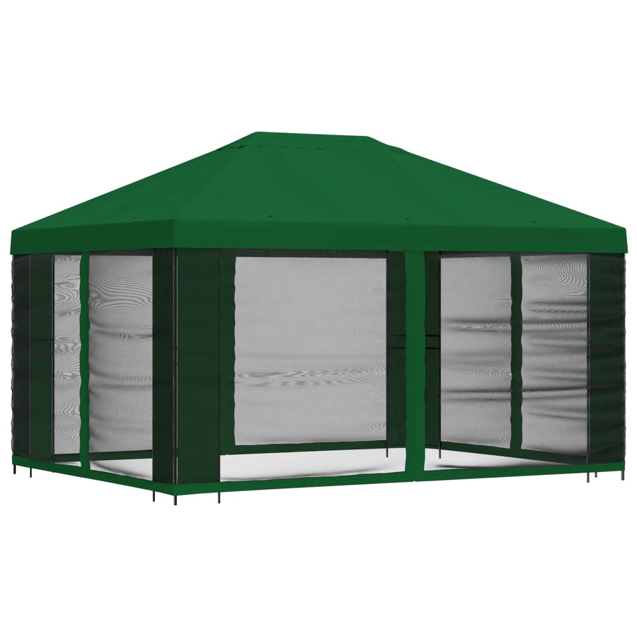 Tuin Gazebo met Zijwanden 4 × 3 m Groen Polyester en staal 190