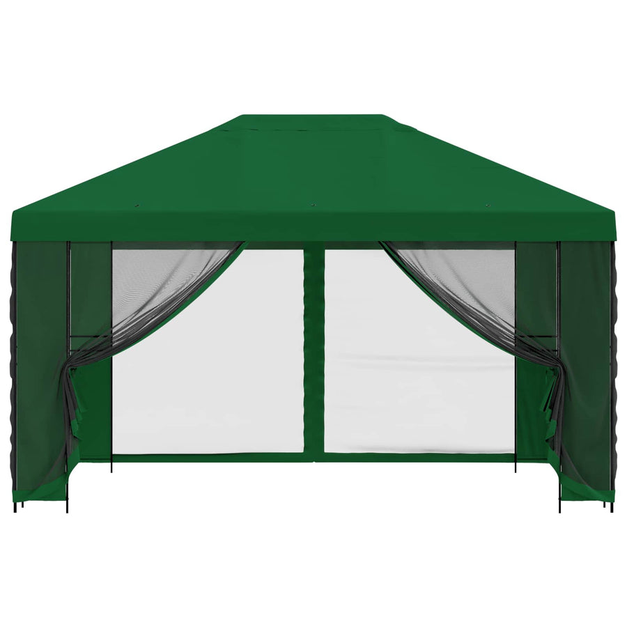 Tuin Gazebo met Zijwanden 4 × 3 m Groen Polyester en staal 190