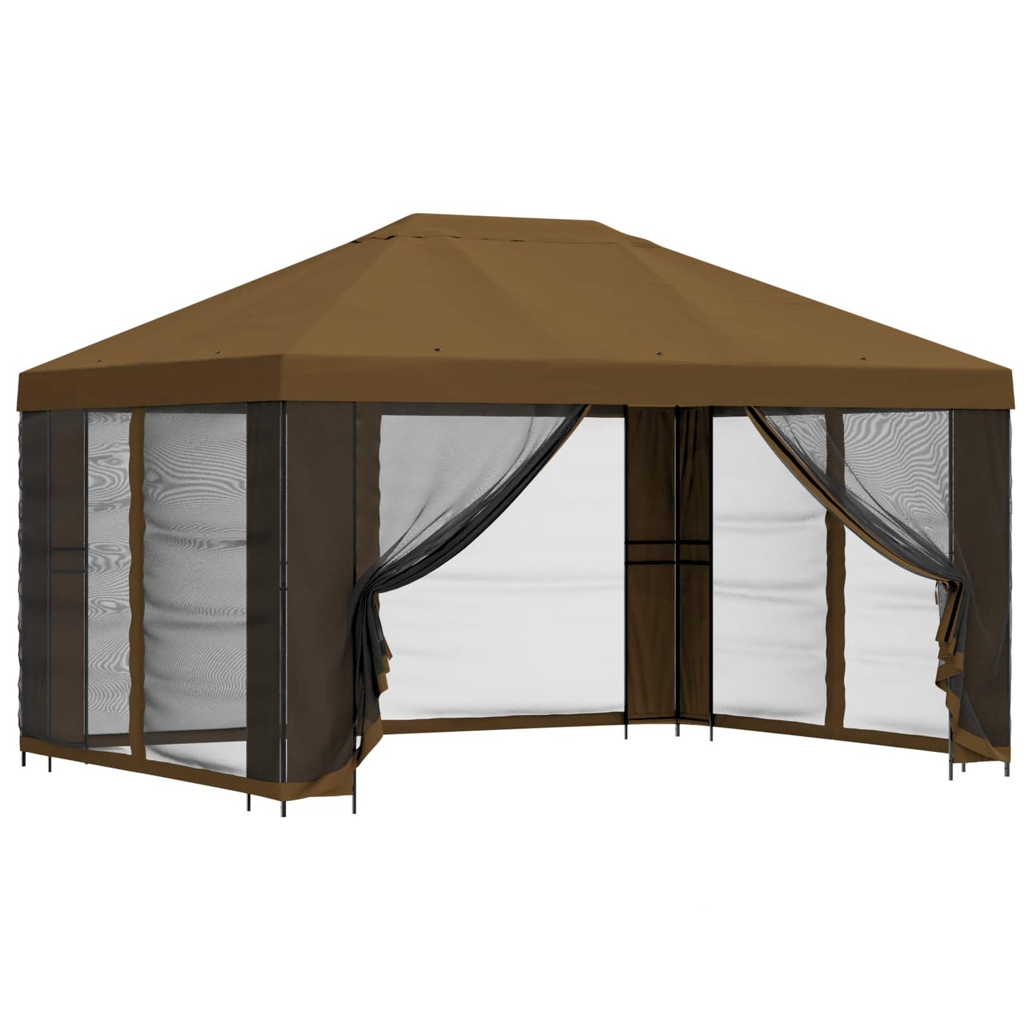 Tuin Gazebo met Zijwanden 4 × 3 m Taupe Polyester en staal 190