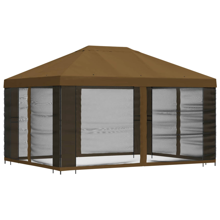 Tuin Gazebo met Zijwanden 4 × 3 m Taupe Polyester en staal 190