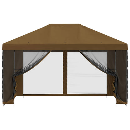 Tuin Gazebo met Zijwanden 4 × 3 m Taupe Polyester en staal 190