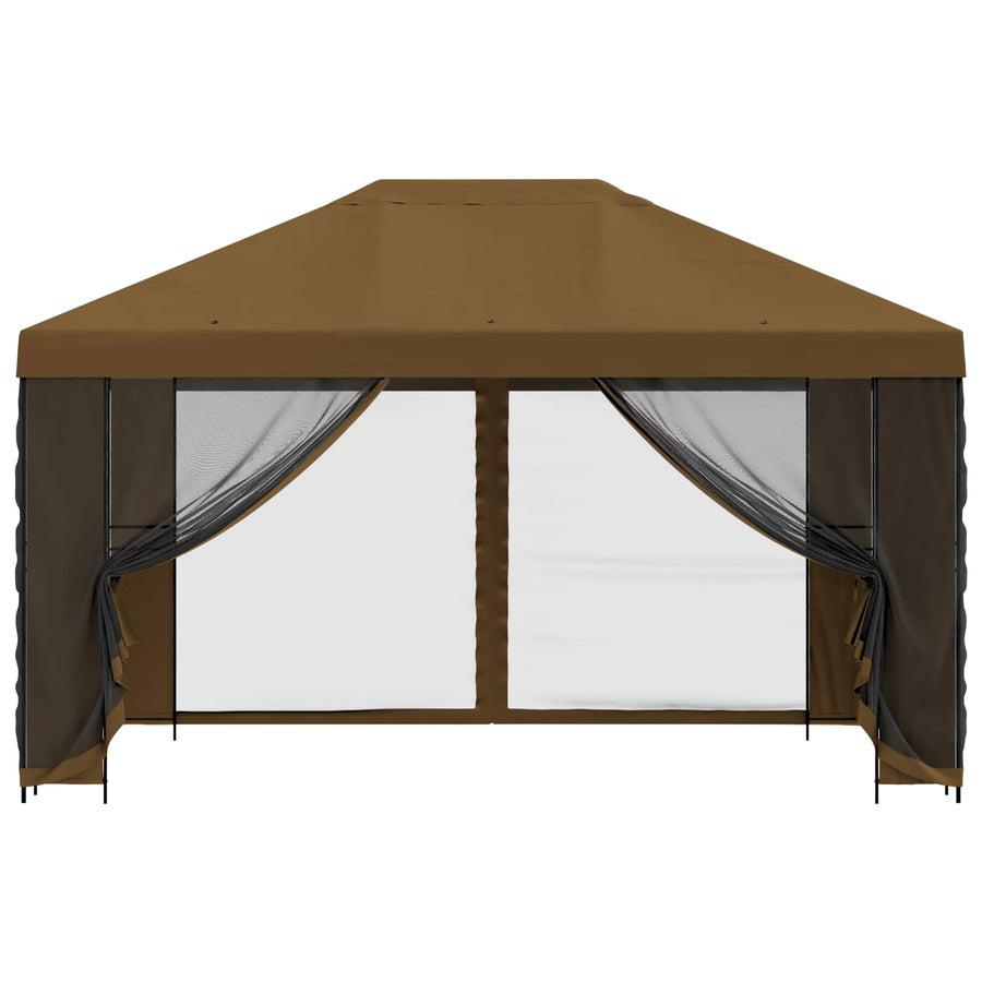 Tuin Gazebo met Zijwanden 4 × 3 m Taupe Polyester en staal 190