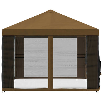 Tuin Gazebo met Zijwanden 4 × 3 m Taupe Polyester en staal 190
