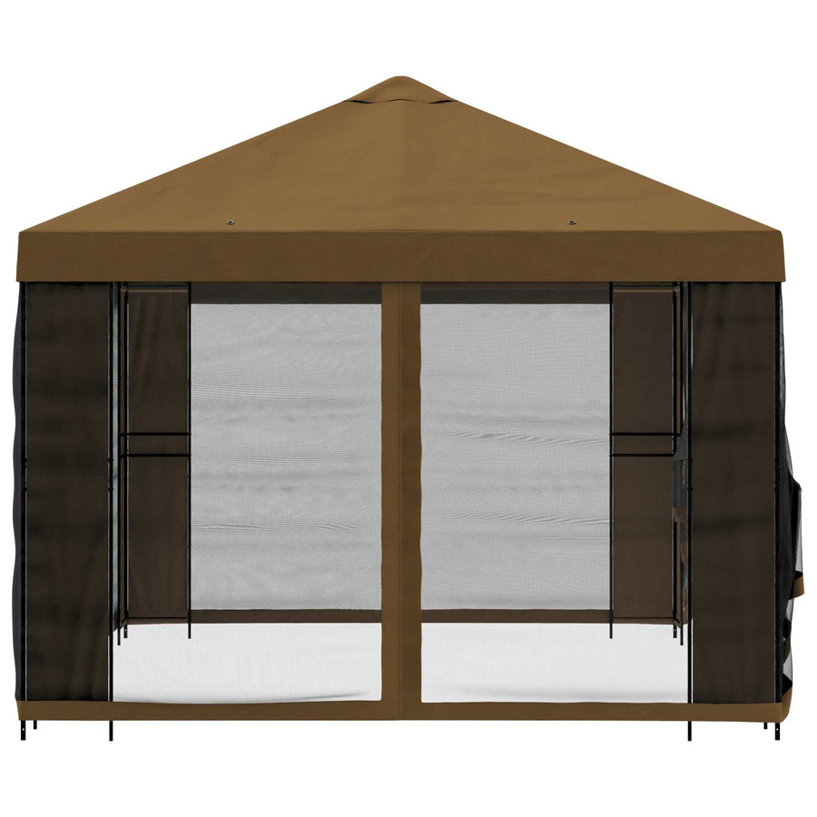Tuin Gazebo met Zijwanden 4 × 3 m Taupe Polyester en staal 190