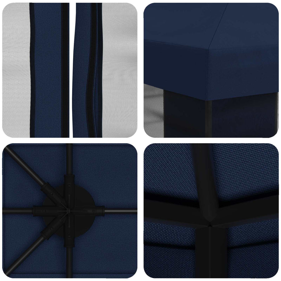 Tuin Gazebo met Zijwanden 4 × 3 m Blauw Polyester en staal 190