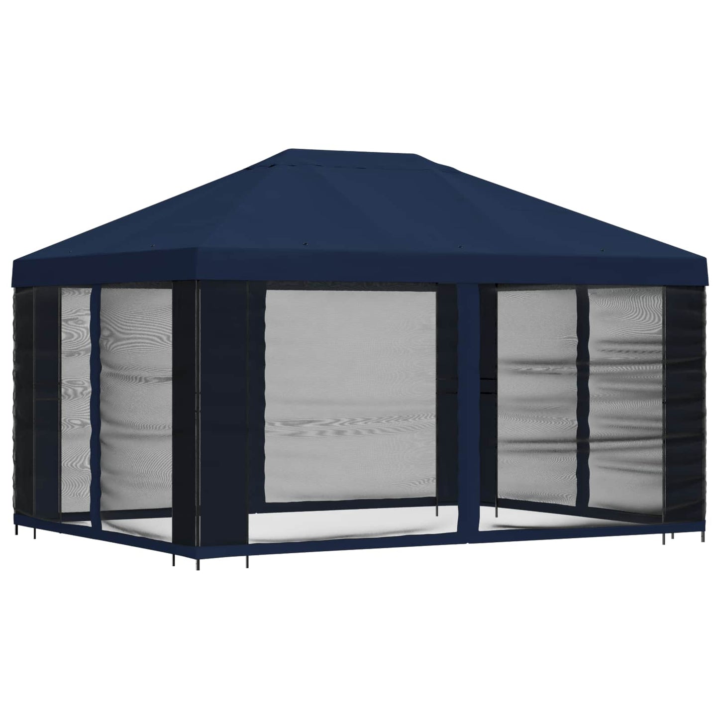 Tuin Gazebo met Zijwanden 4 × 3 m Blauw Polyester en staal 190