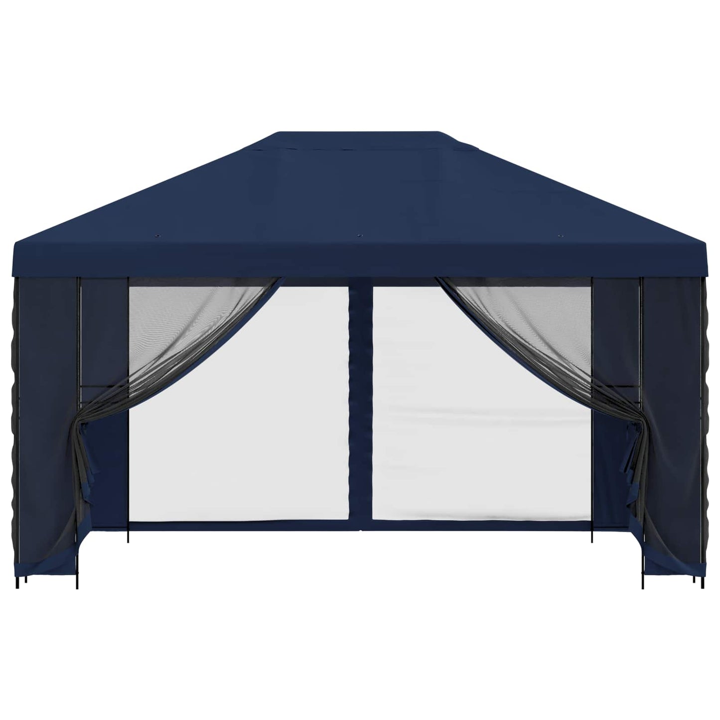 Tuin Gazebo met Zijwanden 4 × 3 m Blauw Polyester en staal 190