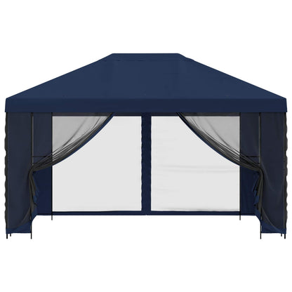 Tuin Gazebo met Zijwanden 4 × 3 m Blauw Polyester en staal 190