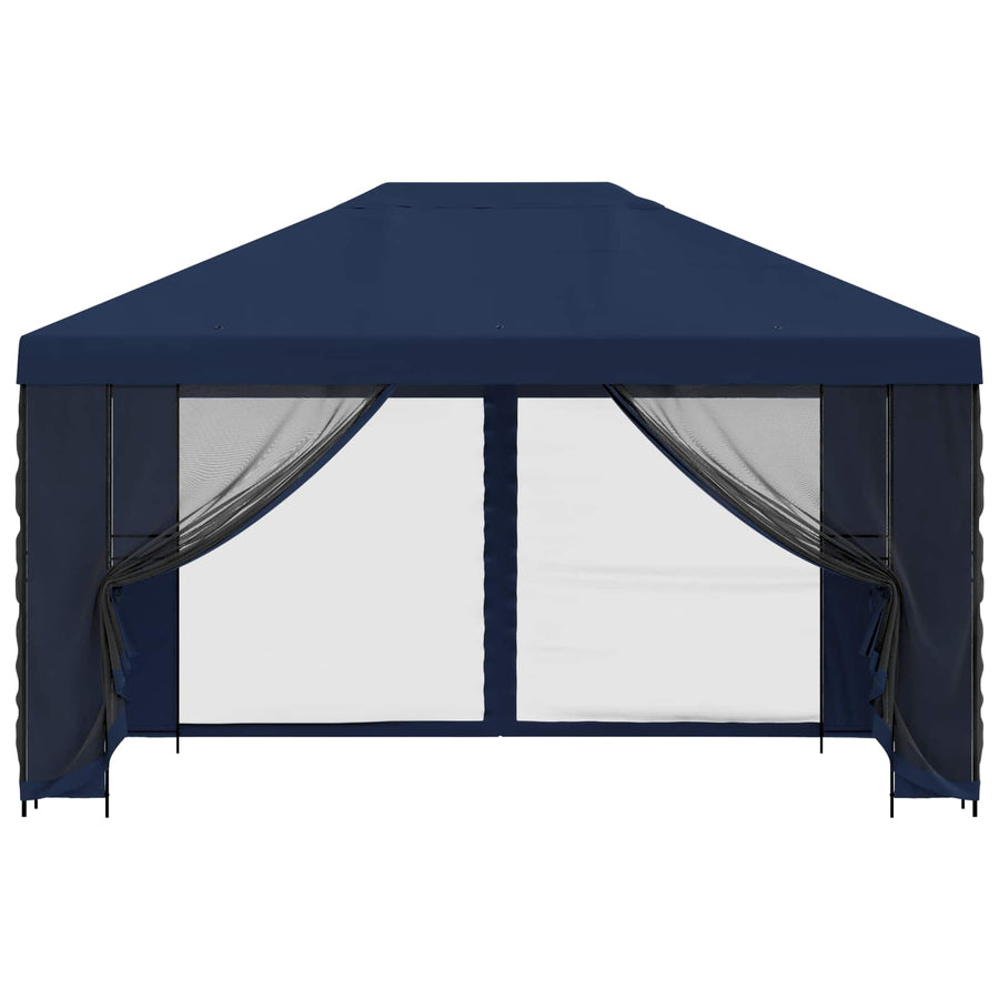 Tuin Gazebo met Zijwanden 4 × 3 m Blauw Polyester en staal 190