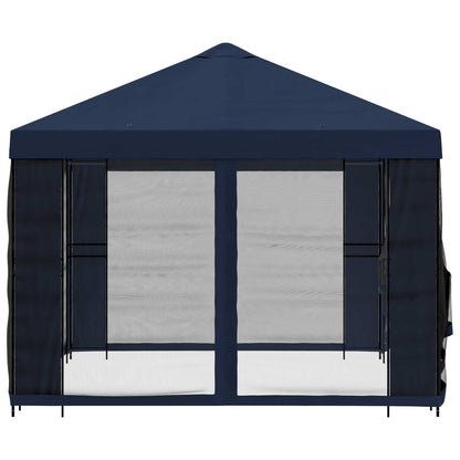 Tuin Gazebo met Zijwanden 4 × 3 m Blauw Polyester en staal 190