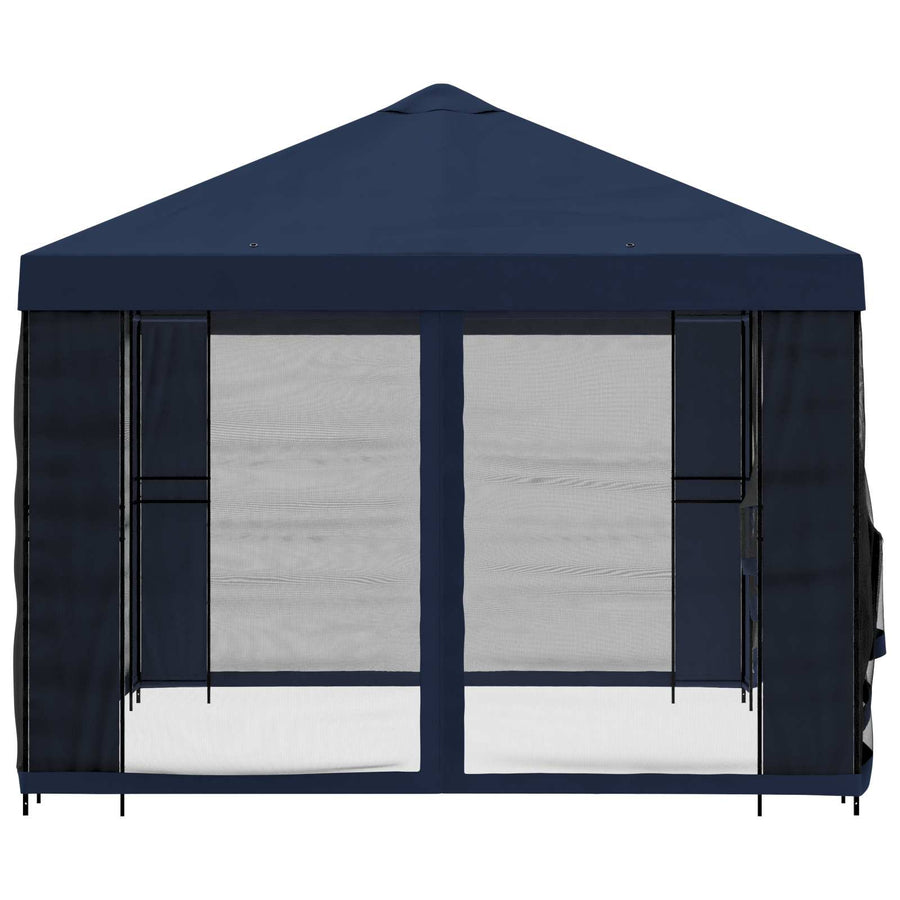 Tuin Gazebo met Zijwanden 4 × 3 m Blauw Polyester en staal 190