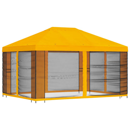 Tuin Gazebo met Zijwanden 4 × 3 m Geel Polyester en staal 190