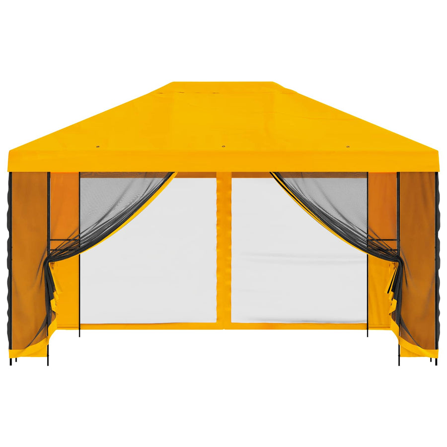 Tuin Gazebo met Zijwanden 4 × 3 m Geel Polyester en staal 190