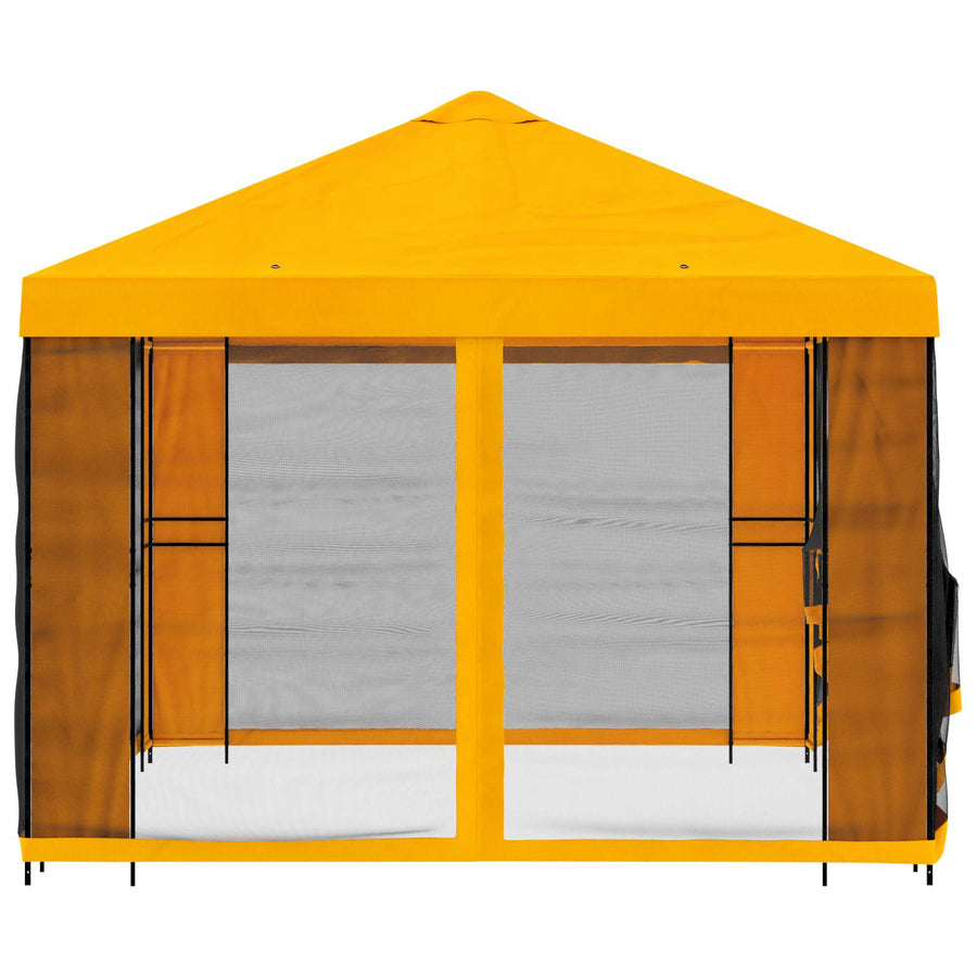 Tuin Gazebo met Zijwanden 4 × 3 m Geel Polyester en staal 190
