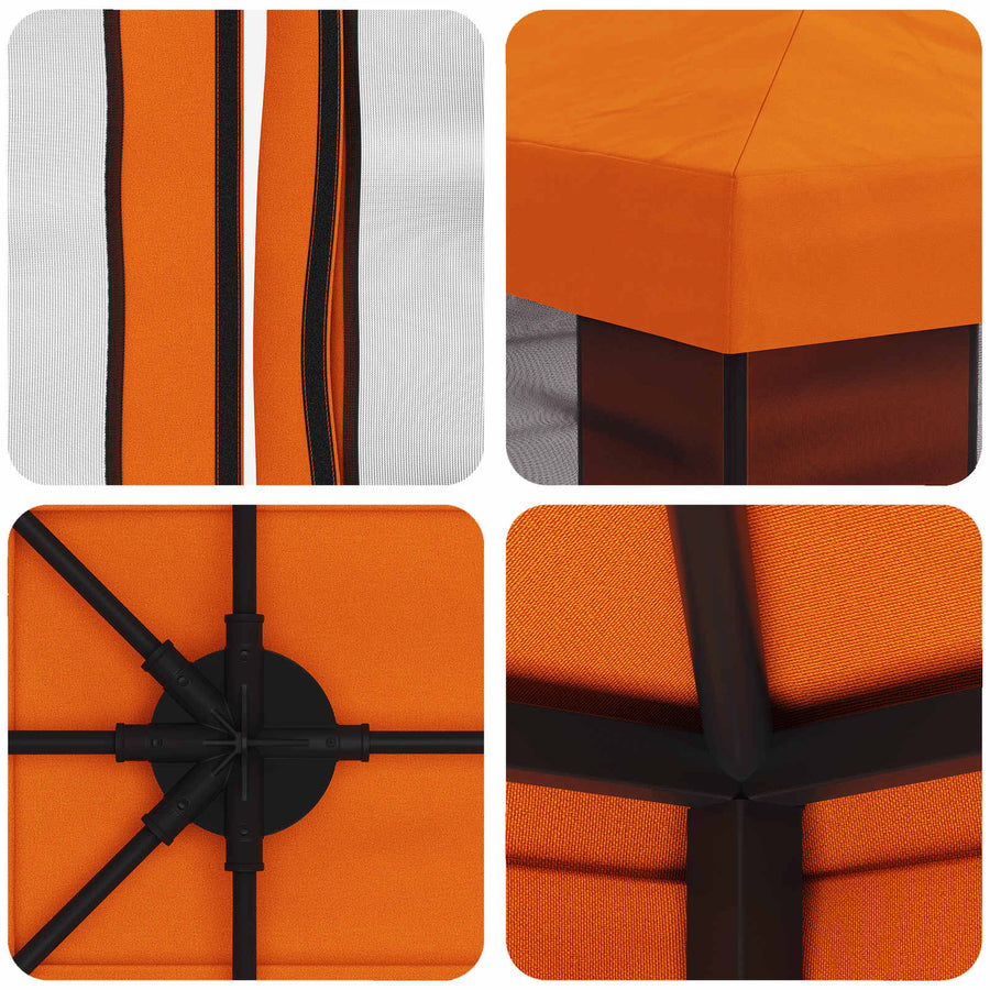 Tuin Gazebo met Zijwanden 4 × 3 m Oranje Polyester en staal 190