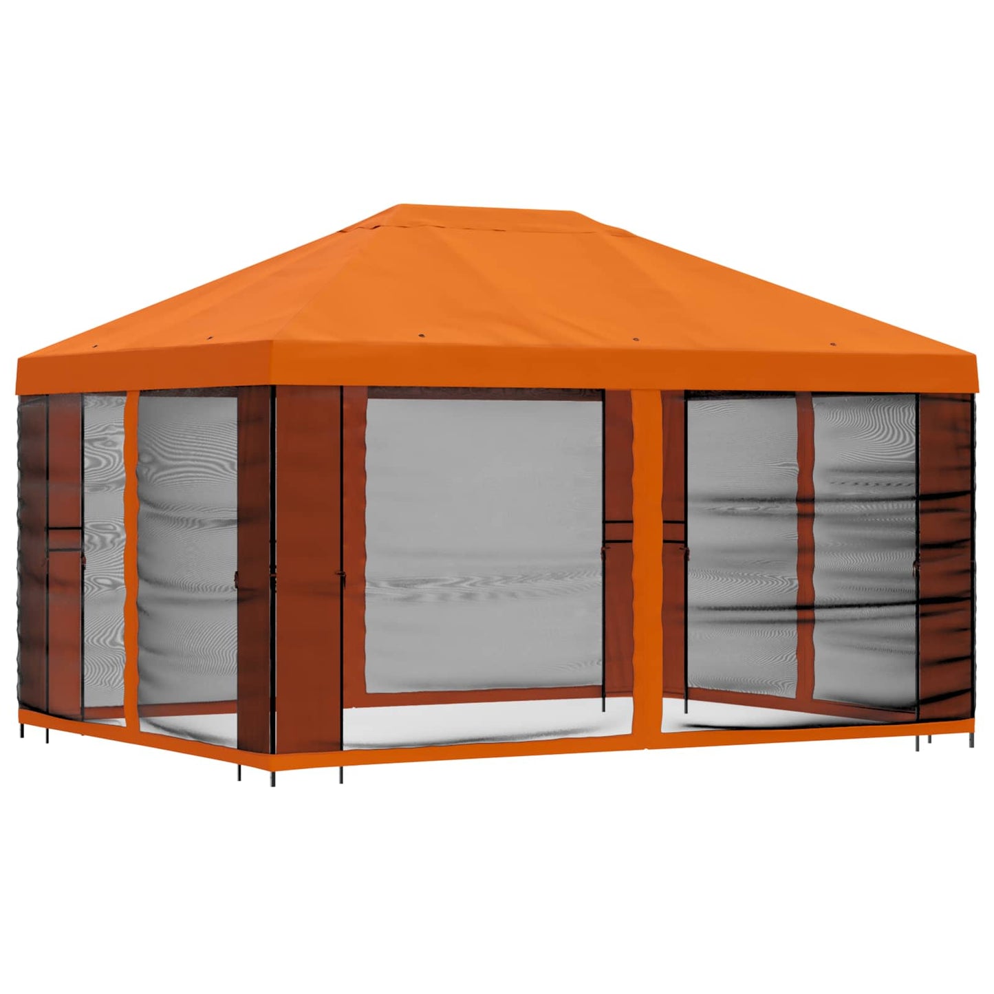 Tuin Gazebo met Zijwanden 4 × 3 m Oranje Polyester en staal 190