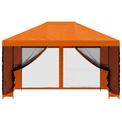 Tuin Gazebo met Zijwanden 4 × 3 m Oranje Polyester en staal 190