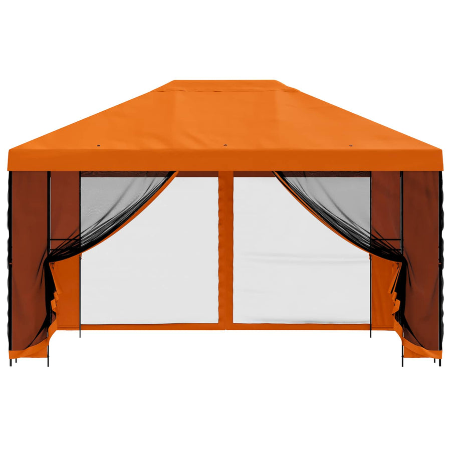 Tuin Gazebo met Zijwanden 4 × 3 m Oranje Polyester en staal 190