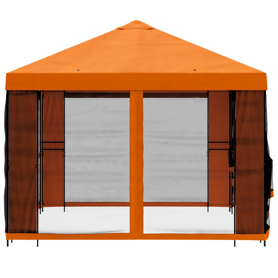 Tuin Gazebo met Zijwanden 4 × 3 m Oranje Polyester en staal 190