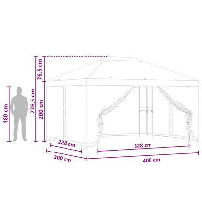 Tuin Gazebo met Zijwanden 4 × 3 m Oranje Polyester en staal 190
