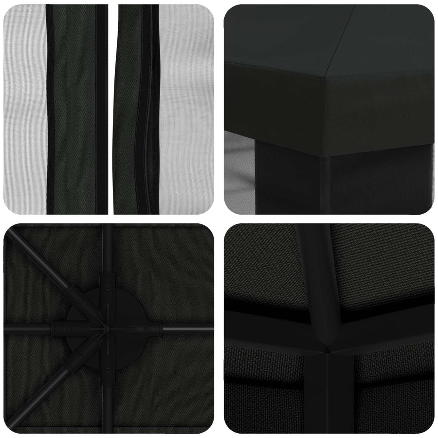 Paviljoen met zijwanden 4 × 3 m Zwart Polyester en staal